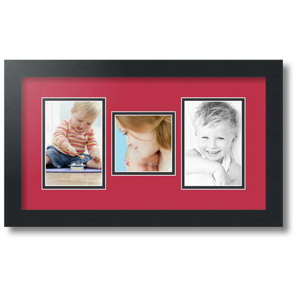 ArtToFrames Collage Photo Frame Double Mat with 2-4x6 Openings with Satin Black Frame and Brique mat. 